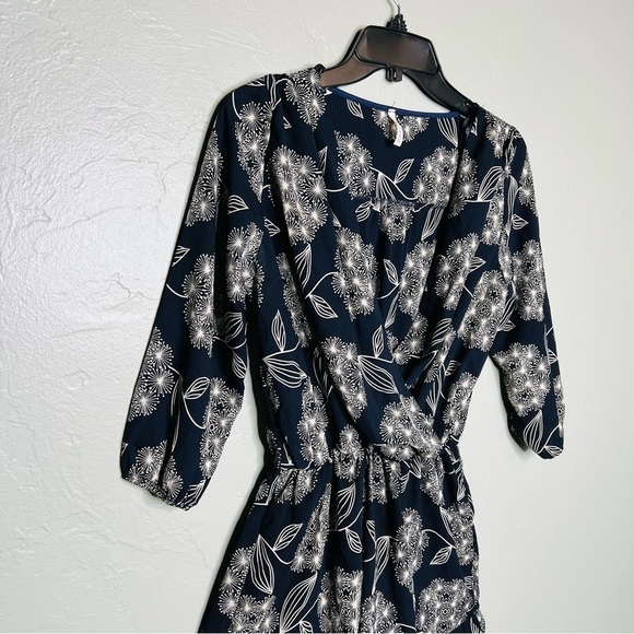 Sage Navy Ruffle 3/4 Sleeve Romper - Picture 2 of 6